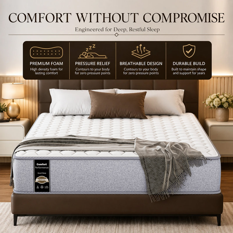 Tatum 5-Inch Medium Firm High Density Foam Mattress, Good for bunkbeds and children, 75 x 30, Set of Two