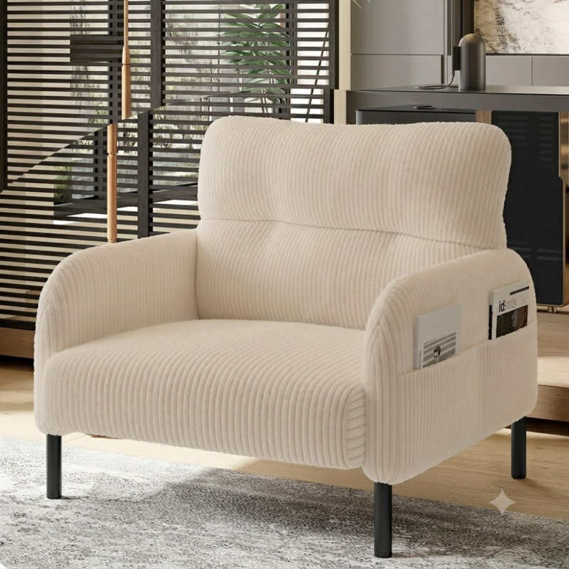 Upholstered Accent Chair, Beige