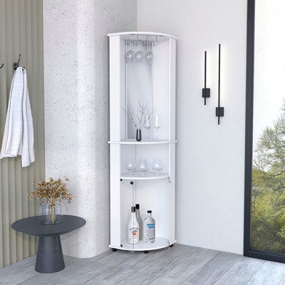 Armoire d'angle avec porte-verres et armoire inférieure