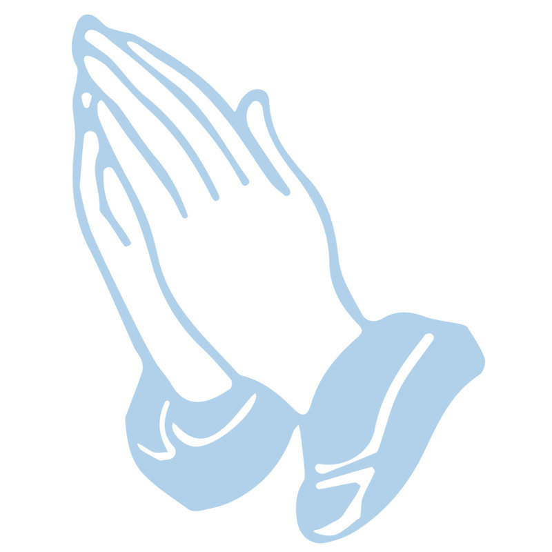 Décalcomanie murale prayer mains, H 24 po x l 19 po x P 0,01 po, Bleu poudré