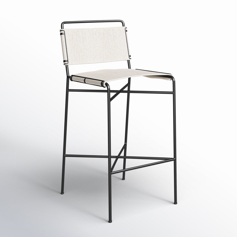 Kenza Counter Stool, Bar Stool (30” Seat Height), Black, Vegan Leather-Black