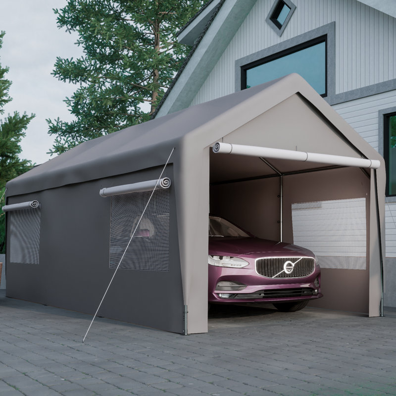 Abri d'auto 10 x 20 pi -, fenêtres ventilées avec cadre galvanisé imperméable, facile à assembler