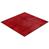 Overdyed Hand-Knotted Wool Modern-Contemporary Pink Area Rug 6' 2" x 6' 3"
