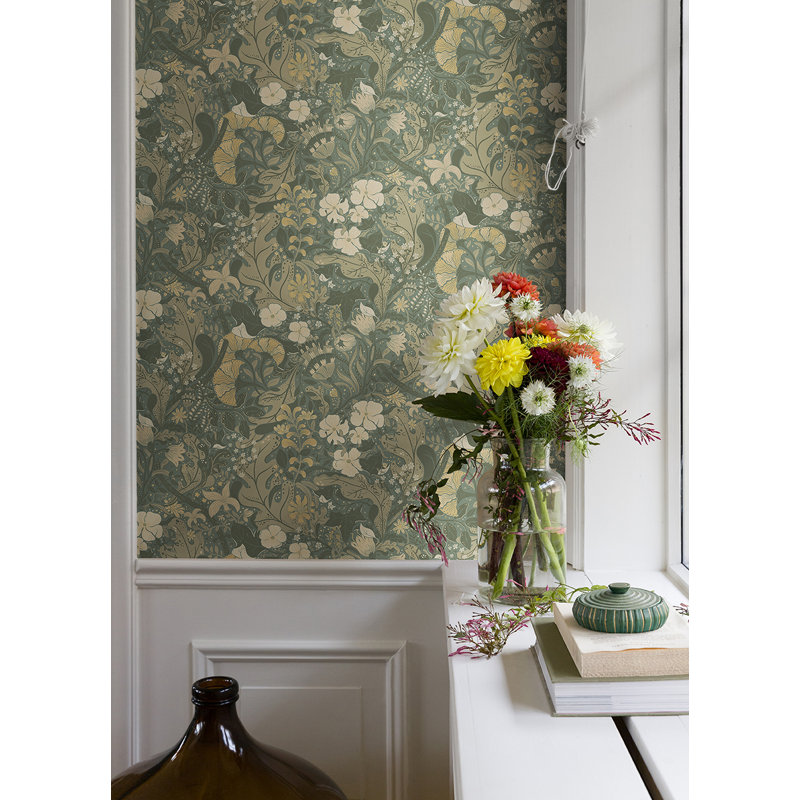 Ingrid 33' L x 20.9" W Wallpaper Roll, Sea Green