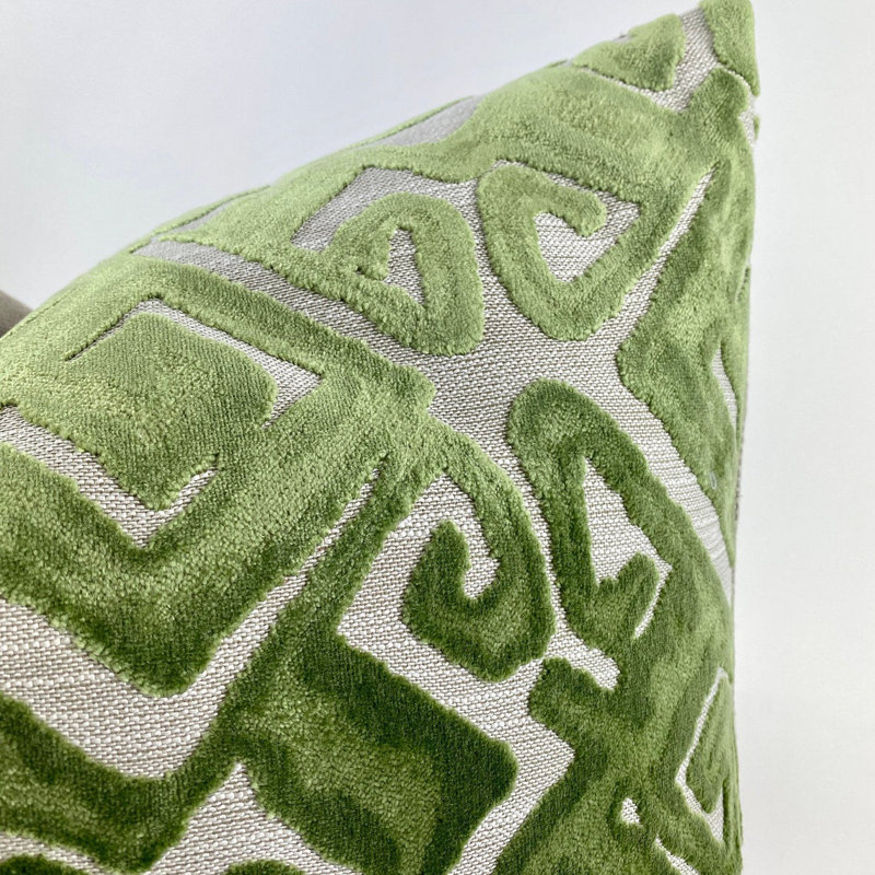 Velvet Tribal Throw Pillow Cover, Chartreuse, 20" x 20"