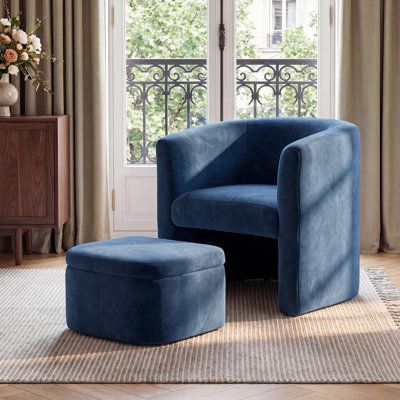Braedin Upholstered With Footstool Barrel Chair