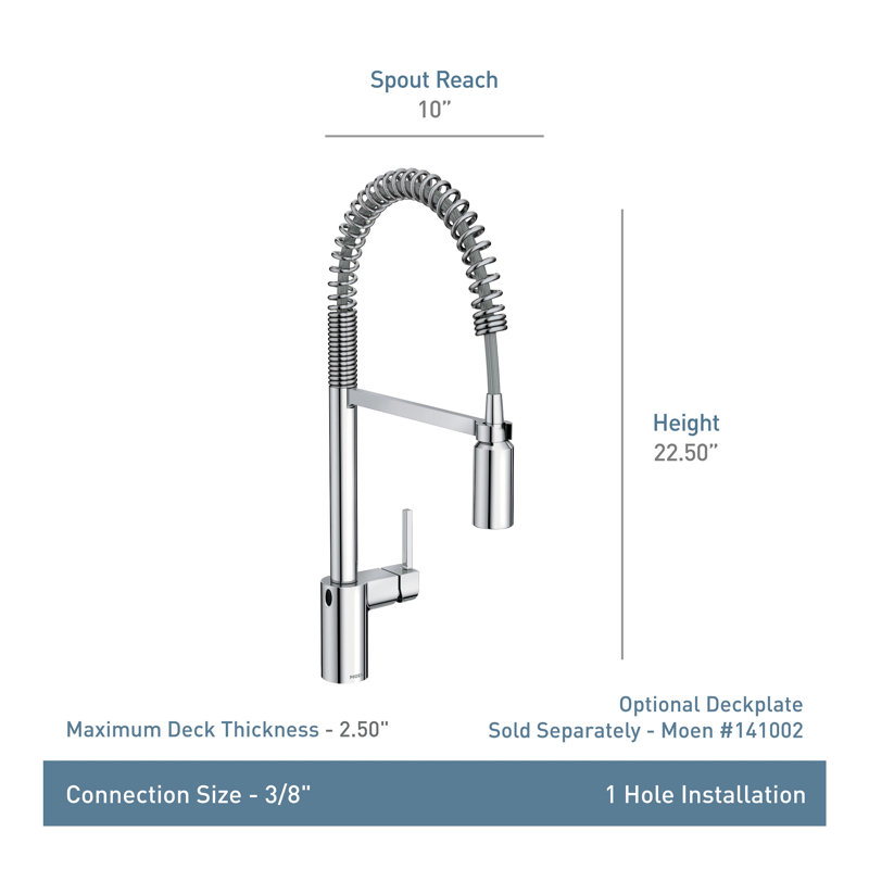Moen Align MotionSense Wave Single Handle Spring Pulldown Kitchen Faucet with Power Clean Technology, Black Stainless