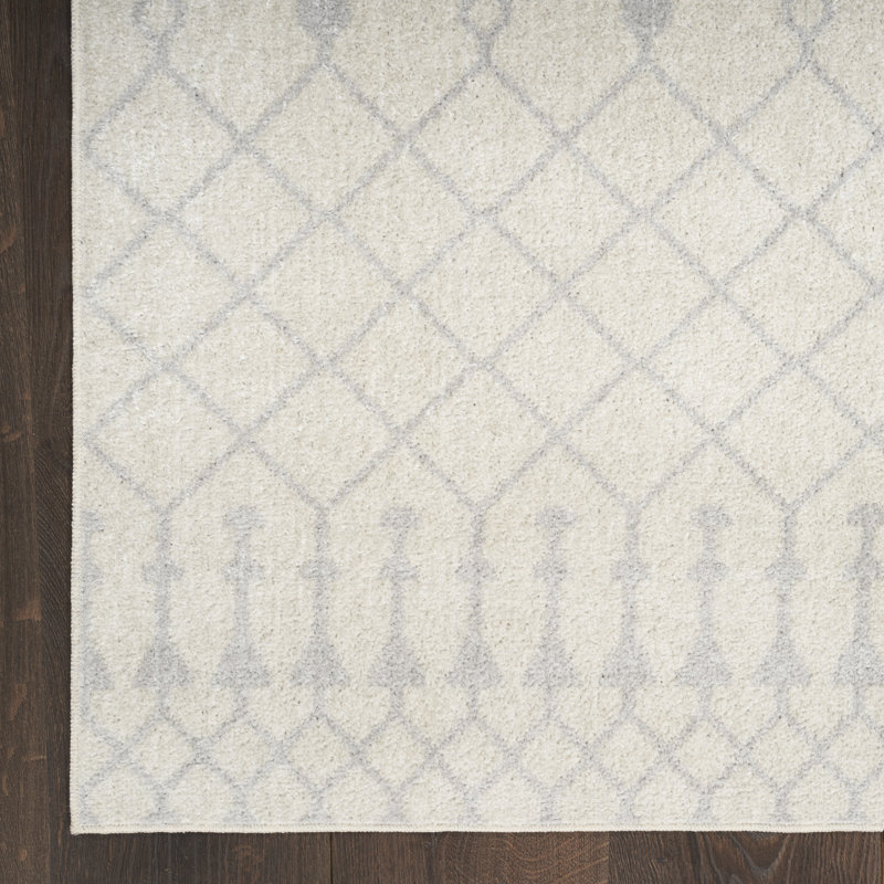 Tapis ivoire marocain lavable à la machine Kenisha, Rectangle 2 pi 2 po x 4 pi
