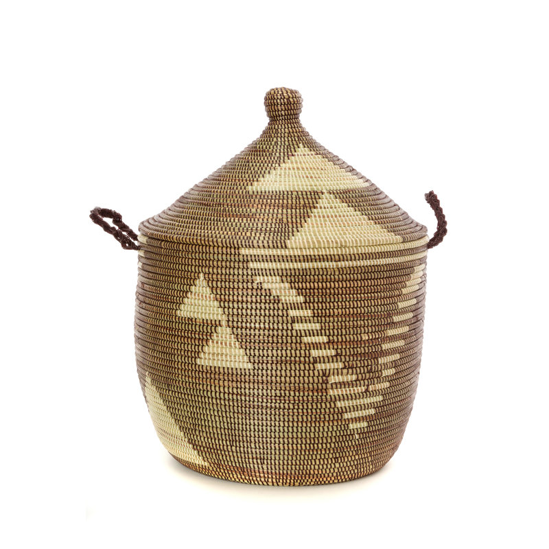 Panier brun et crème à motif tribal