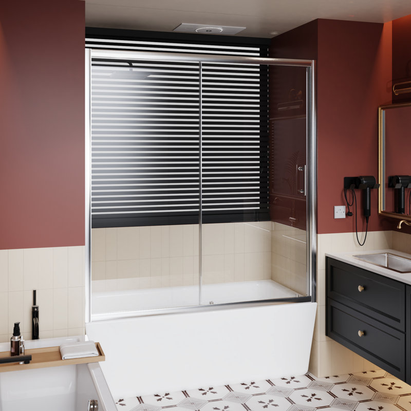 Single Sliding Bathtub Shower Door, 60 In W X 62 H, Clear Tempered Glass, Aluminum Alloy Frame, Zinc Wheels, Silent And , Reversible Installation Door For Bathtub, Rollers, Smooth Function,