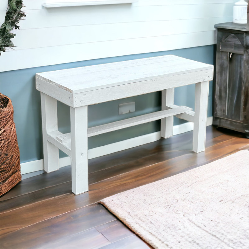 Janney Cottage Style Farmhouse Bench, 19.5" H x 35" W x 12.5" D, White