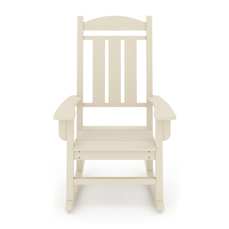 Fauteuil berçant beige - chaise longue d'extérieur en bois pour terrasse