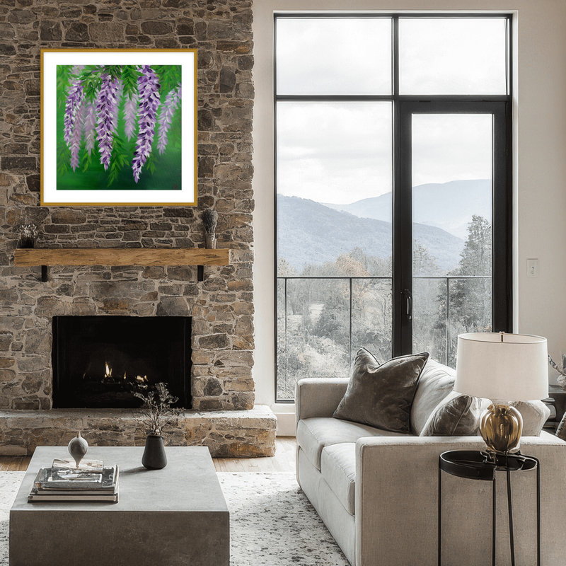 Nature Inspired "Floral Drapes" Canvas Wall Art By , 20" H x 20" W x 1.125" D, Framed Matted Print, Gold
