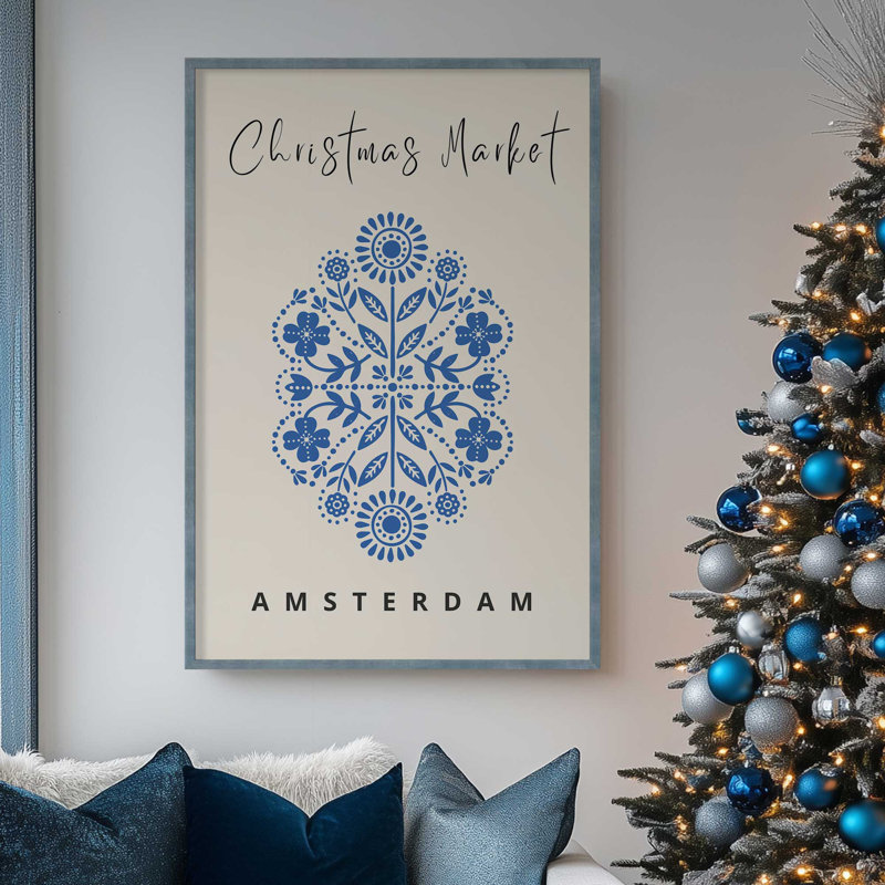 Affiche de marché de Noël III, Cadre simple en zinc patiné, H 15,25 po x l 12,25 po