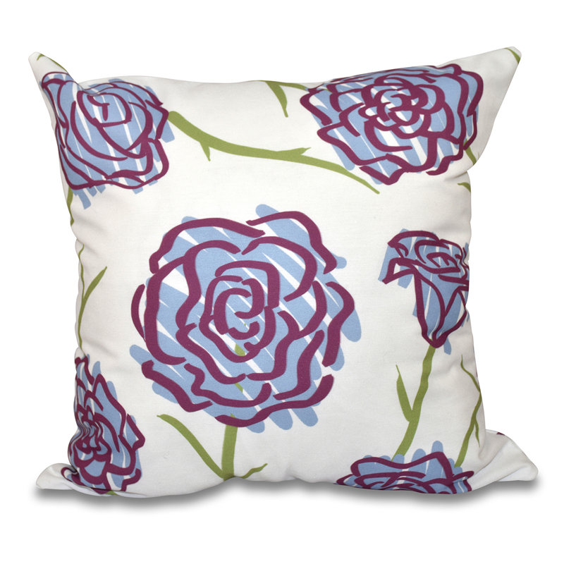 Botanical Blooms Floral Reversible Throw Pillow, Blue, 18" H x 18" W