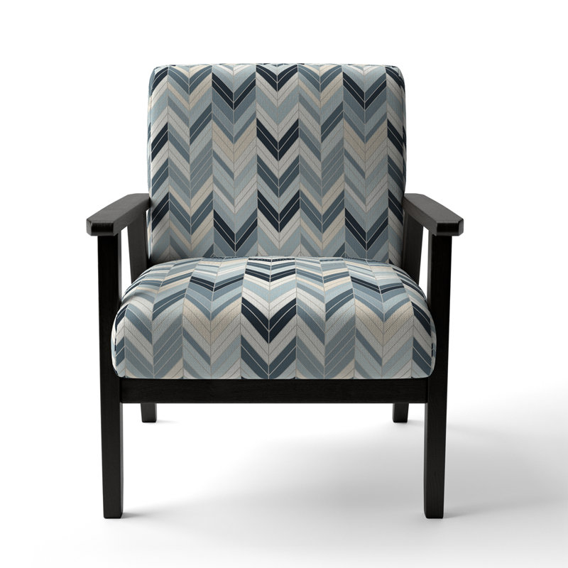 Cantina Upholstered Armchair, Blue/Black/White Polyester, Black Square Arms