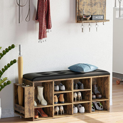 Daimen 10 Pairs Shoe Storage Bench with PU Leather Cushion