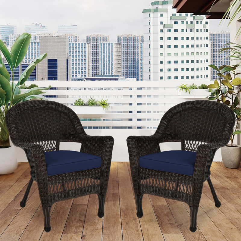 Chaise de patio avec coussins Burrowes, Bleu, Espresso