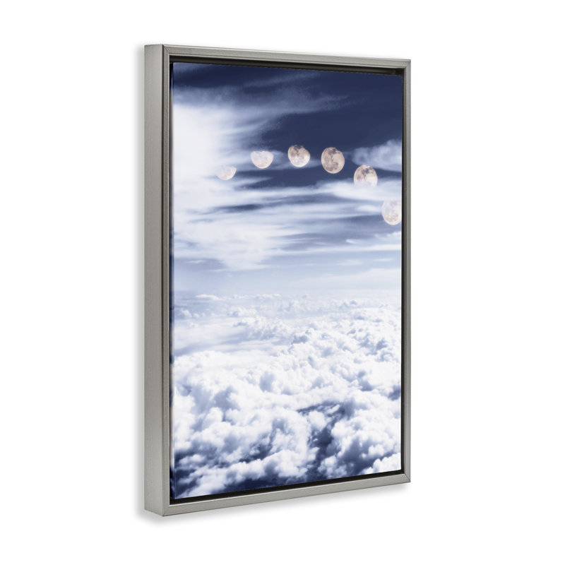 «Moon Phases Over Clouds» par Sundance Group, Cadre flottant gris lustré, H 25 po x l 17 po