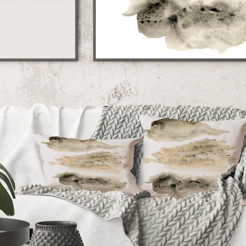 Gris et nuage beige doré I - Coussin moderne imprimé, 16" x 16"