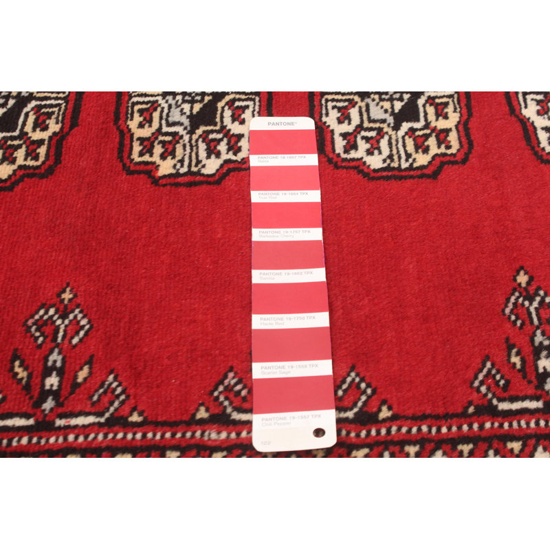 Tapis rouge foncé Maleaha Peshawar Bokhara 3 pi 1 po x 5 pi 3 po