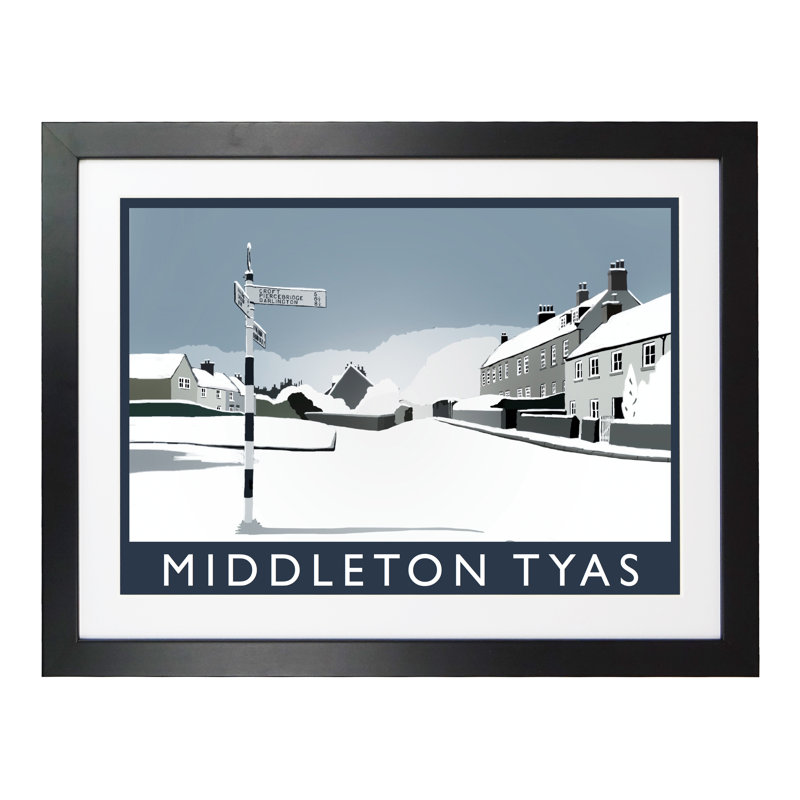 Middleton Tyas in Snow 1 Piece Wall Art, 33.5 cm H x 43.5 cm W x 2.2 cm D, Black Wood Frame