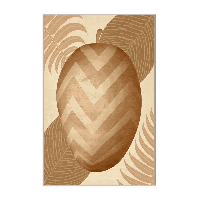 Machine Washable Higgins Mango Tropical Solid Color Rug in Brown – Beige Binding, 4x6