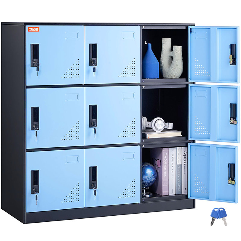 Metal 3 - Tier 35.4'' Employee Locker with Built In Key Lock, Blue