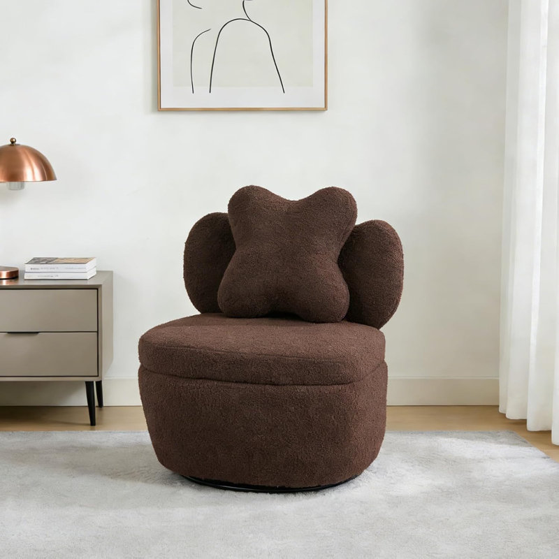 Upholstered Swivel Accent Chair, Brown