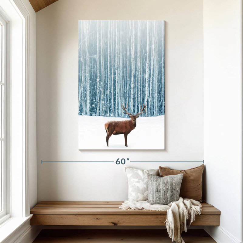 Cerf en hiver, H 48 po x l 32 po