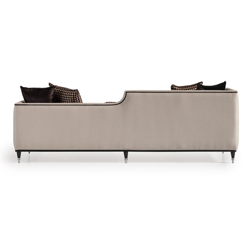 La Francaise 105'' Square Arm Sofa, Cream Polyester Blend