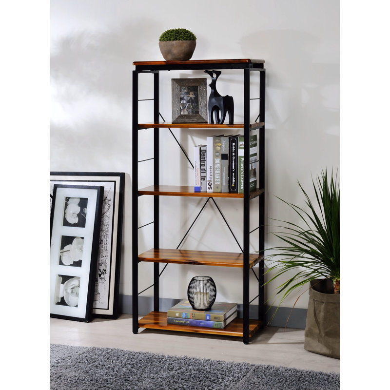 Jurgen Oak and Black Industrial Etagere Bookcase