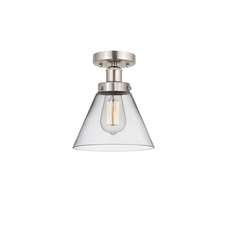 Plafonnier semi-encastré en verre Congerville, Transparent, Nickel satiné brossé