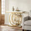 Console industrielle 41,3 po avec rangement à 4 niveaux, base circulaire, canapé d'entrée étroit, décor blanc et or