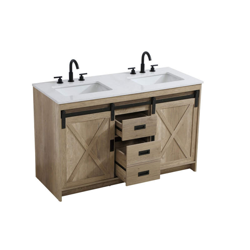 Meuble-lavabo double Boden, Chêne naturel