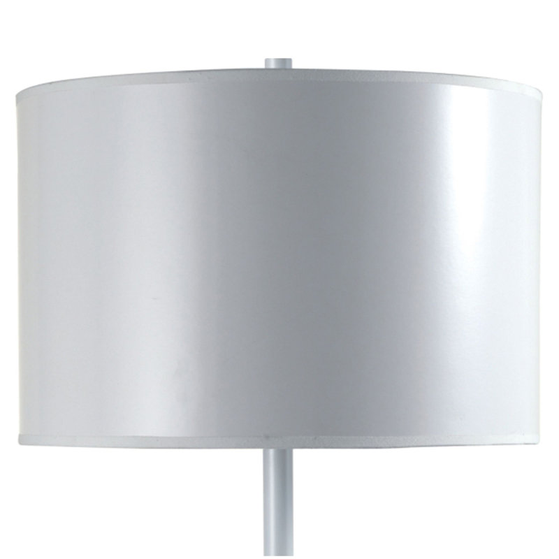 Lampe de table haute 25 po en métal avec finition blanche, abat-jour rond blanc