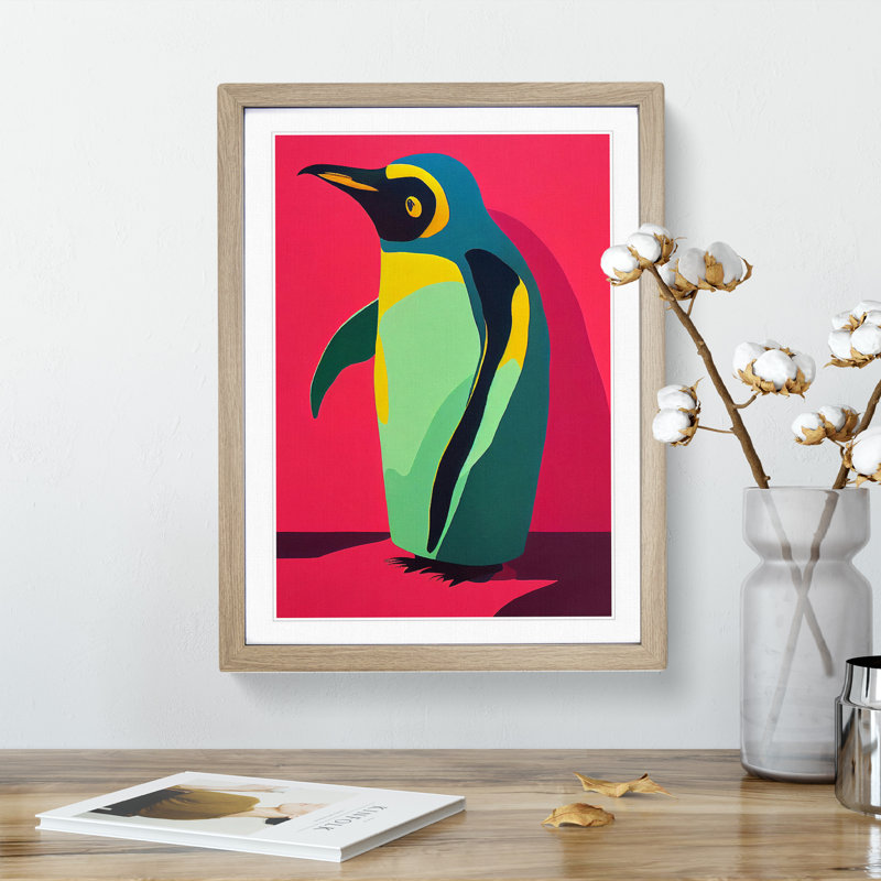 Penguin Abstract No.8 - Wall Art, 64cm H x 46cm W, Oak Frame