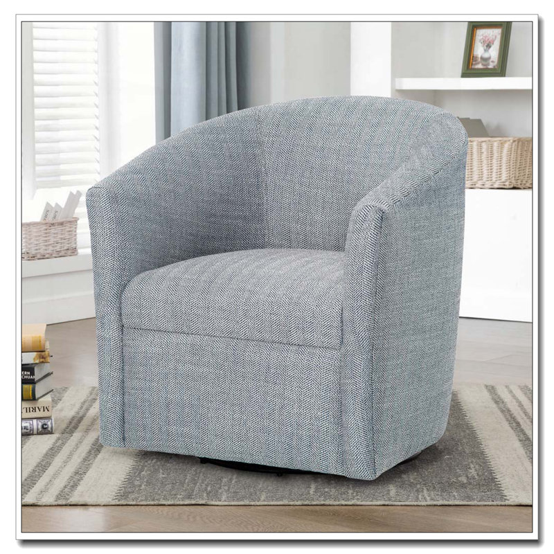 Fauteuil demi-tonneau pivotant indigo Lainey, Bleu