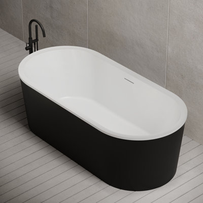 MonBlari 59" X 29" Acrylic Freestanding Soaking Bathtub with Overflow and Pop-up Drain For Bathroom