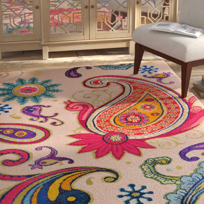 Eddins Washable Paisley Indoor Rug, Rectangle 9' x 12'2"