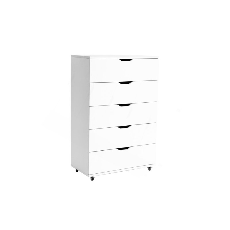 Commode 5 tiroirs avec roulettes - Armoire de rangement moderne