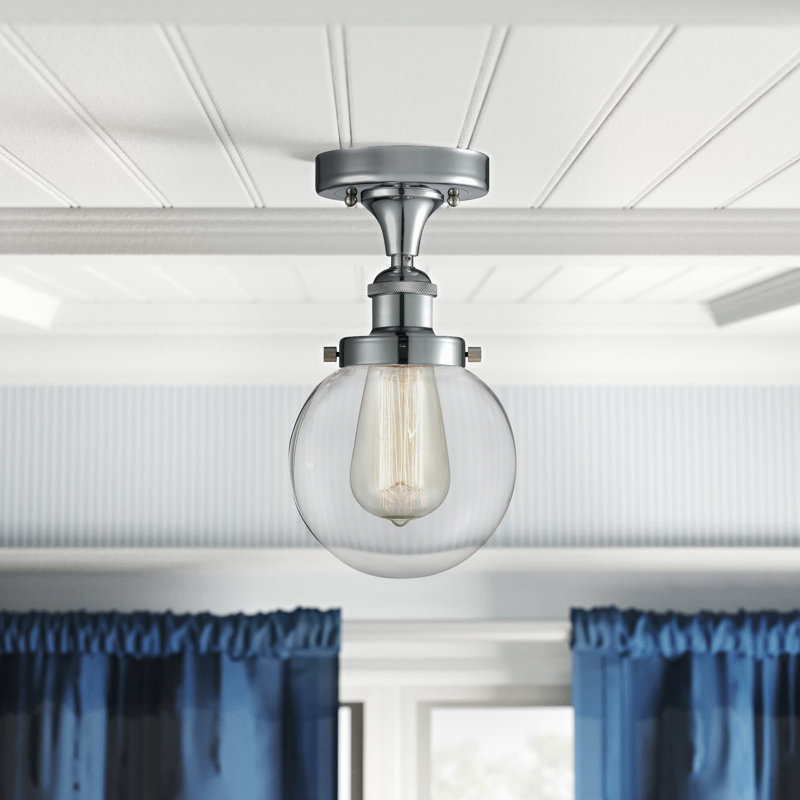 Plafonnier semi-encastré 1 lumière 6 po Chippewa, Ampoule non incluse, Transparent, Chrome poli