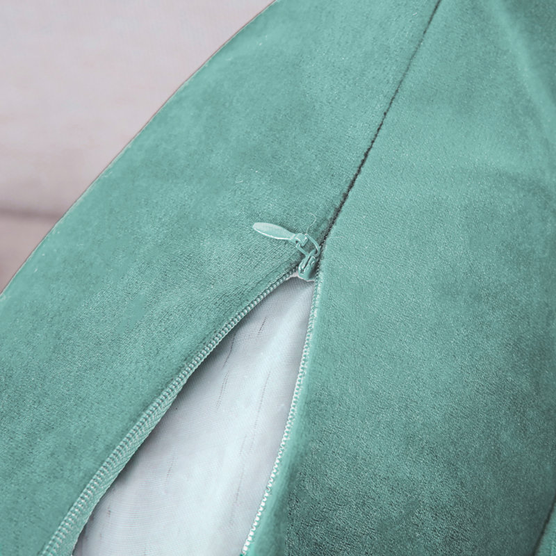 Pleated Square Polyester Velvet Pillow Cover, 20"H x 20"W, Light Green