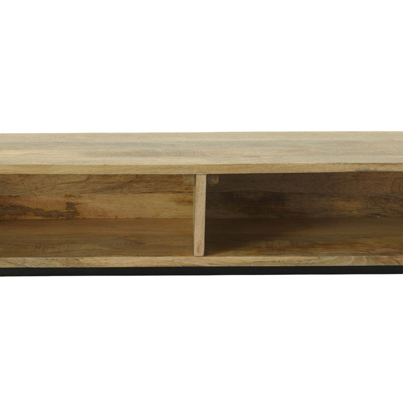 Elegant Beige 42" Console Table with Compact Storage Cubbies, Natural