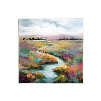 " Vivid River Flowing Rural Vegetation " by Karen Hale Painting Print