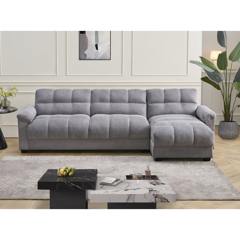 Bosman Corner Sleeper Sofa with Storage, Light Grey