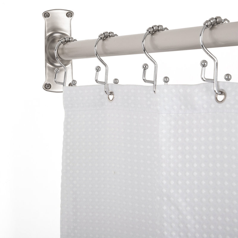 Brushed Nickel L-Shaped Wall Mounted Shower Curtain Rod