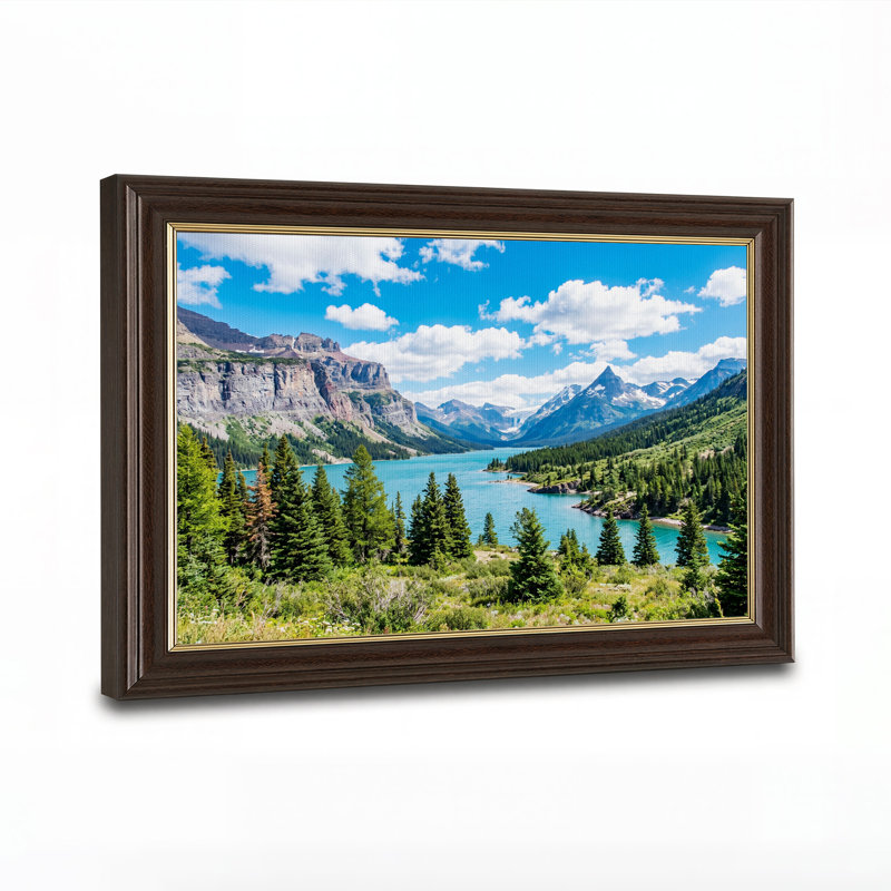 Tableau sur toile représentant le lac Turquoise Mountain et une forêt de pins, 16"H x 24"W