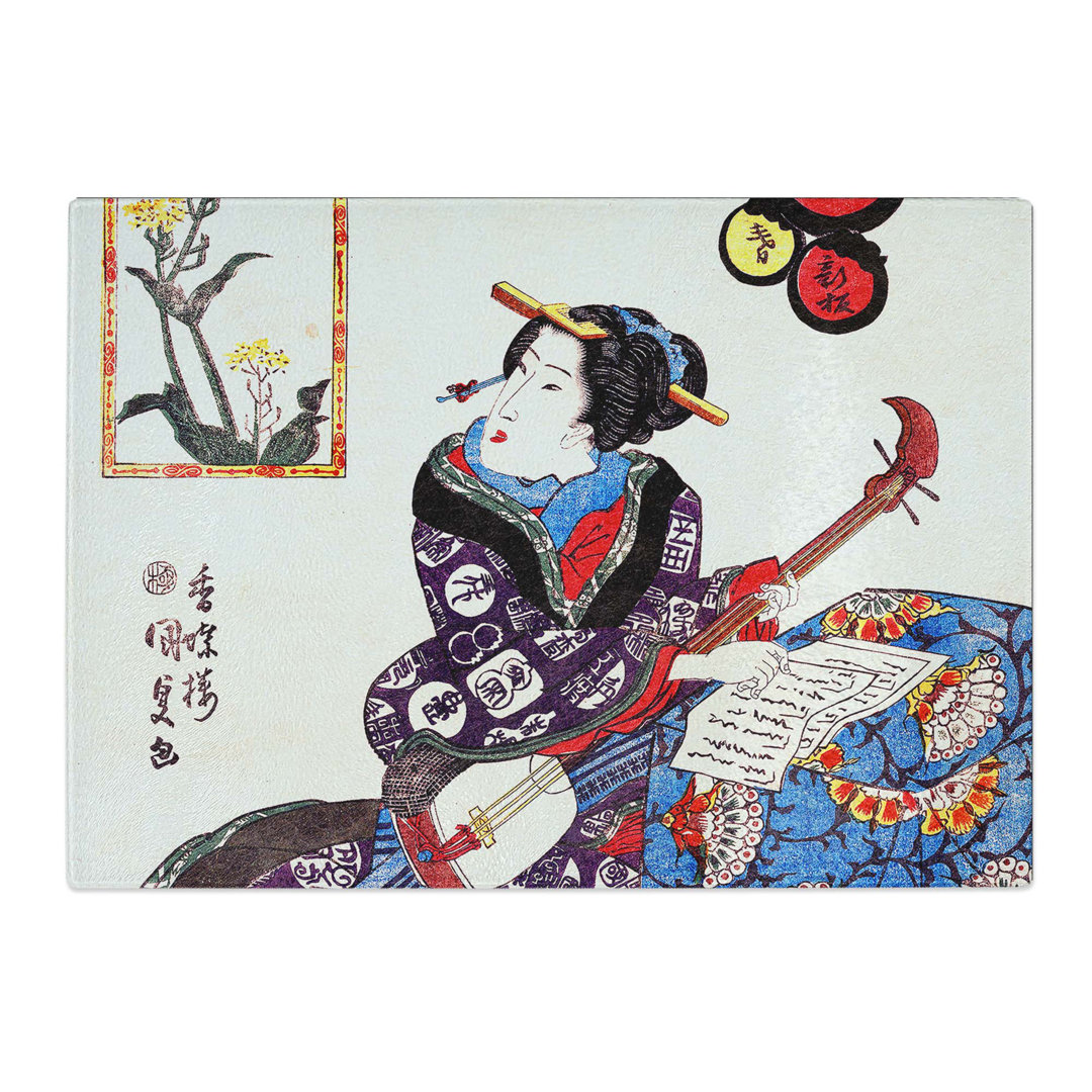 Tempered Glass Musician by Utagawa Toyokuni Chopping Board