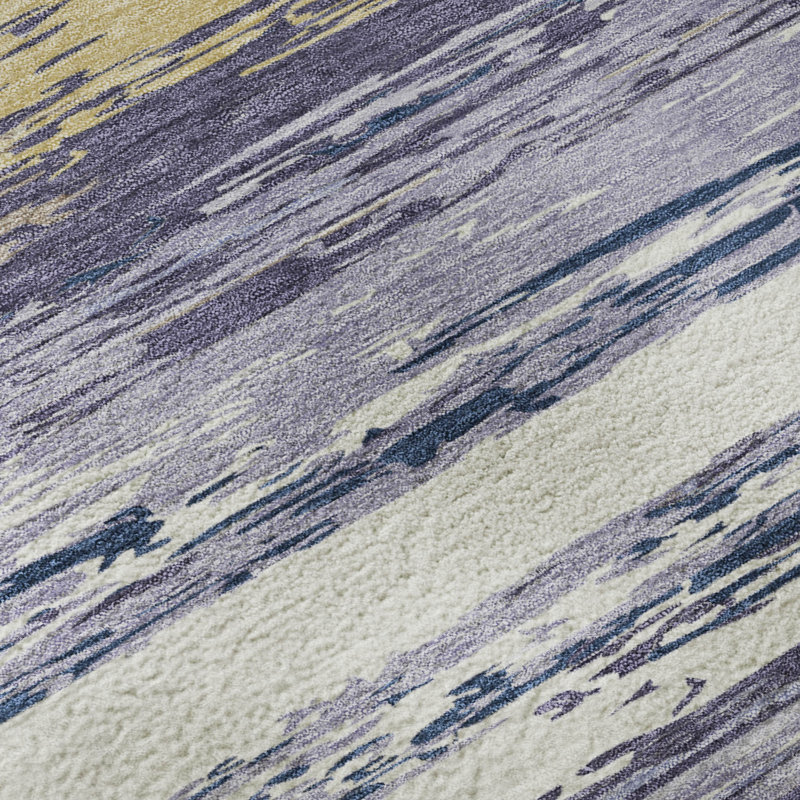 Premium Machine Washable Mayfield AMF2287 Striped Rug, 2'6" x 3'10", Lavender